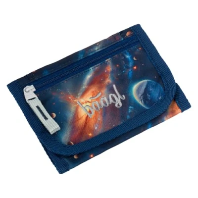 Afbeelding van Baagl Pochette tour de cou pour enfant Portefeuille garçon Mini porte monnaie, Espace