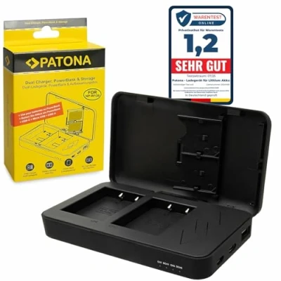 Afbeelding van PATONA Dubbele oplader met powerbank, functie en opslag op geheugenkaart, compatibel Fuji Fujifilm NP W126S W126 batterijen