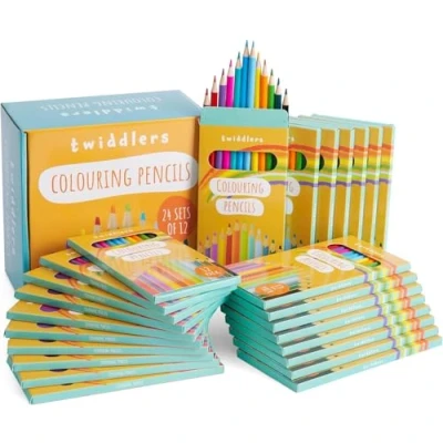 Afbeelding van THE TWIDDLERS 288 Kleurpotloden voor Kinderen &amp; Volwassenen (24x12 Stuks) 17,5cm Lengte Uitdeelcadeautje