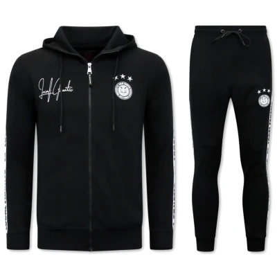 Afbeelding van Mannen Trainingspak Hooded Ribbon Zwart Wit Maat L