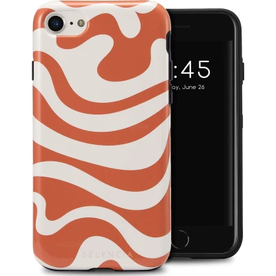 Afbeelding van Selencia Hoesje Geschikt voor iPhone 6 / 6s 7 8 SE (2020) (2022) Vivid Backcover Dream Swirl Orange