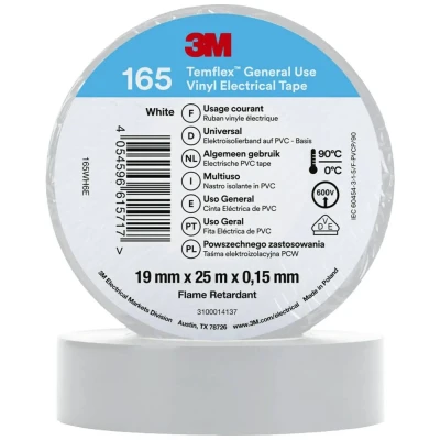 Afbeelding van 3M Temflex™ 165 165WH6E Isolatietape Temflex Wit (l x b) 25 m 19 mm 1 stuk(s)