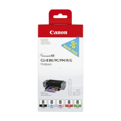 Image de Canon CLI Value Pack 8 Multipack noir, cyan, magenta, rouge, vert originale réservoir d&#039;encre