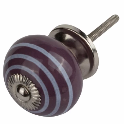 Afbeelding van Good in Style Meubelknop 40mm paars met witte strepen