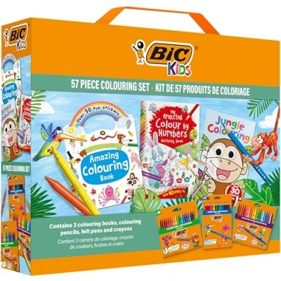 Afbeelding van BIC Kids 18 kleurpotloden, viltstiften, krijten, 3 kleurboeken en 50 stickers