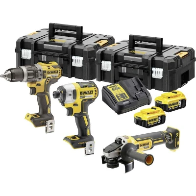 Image de DEWALT DCK384P2T QW Kit machine sans fil 18V XR Brushless DCD796 + DCF887 DCG405 en TSTAK (2x batterie 5.0Ah chargeur)