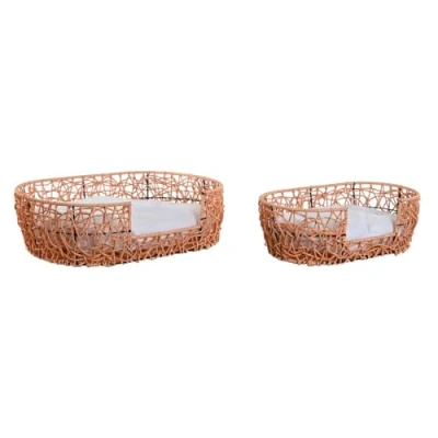Afbeelding van Hondenbed Home ESPRIT Wit Lichtbruin Metaal Synthetische rotan 50 x 35 14 cm (2 Onderdelen)