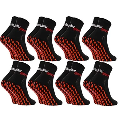 Afbeelding van Rainbow Socks Antislip sokken voor dames en heren ABS Sport Stopper, 8 x zwart.