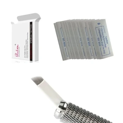 Afbeelding van Pinkiou 12 pins wenkbrauw tattoo naalden microblading voor pennen (pak van 50)