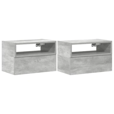 Image de vidaXL Tables de chevet murales 2 pcs gris béton 45x26x28,5 cm858603