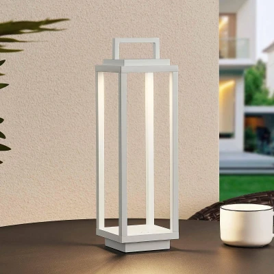 Afbeelding van Lucande Terraslampen met touchdimmer 1licht Gegoten aluminium H: 33.5 cm wit Inclusief lichtbron