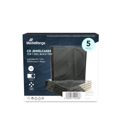 Afbeelding van Cd Doosjes 5 St Zwart Met Tray