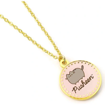 Afbeelding van The Carat Shop Pusheen de kat roze naam ketting