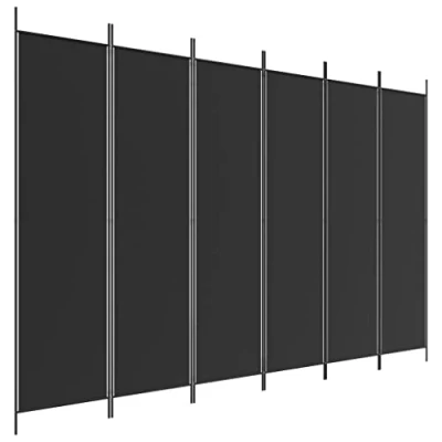 Afbeelding van vidaXL Kamerscherm met 6 panelen, 300 x 200 cm, zwarte stof