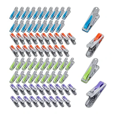 Afbeelding van Relaxdays wasknijpers rvs 80 stuks handdoeken knijpers voor strandlakens sterk