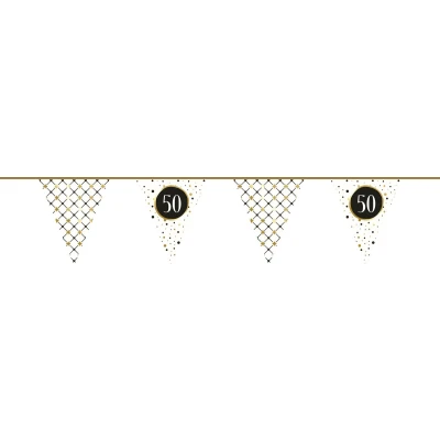 Afbeelding van Vlaggenlijn Slinger 50 jaar Festive Goud Papier 6 mtr