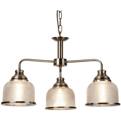 Afbeelding van Hanglamp Bistro II, 3 lamps rond, oudmessing