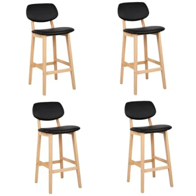 Afbeelding van WOLTU BH51sz 4 Set van barkrukken met goed gevoerde zitting en rugleuning, kunstleer, zwart