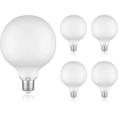 Afbeelding van ledscom.de 5 stuks E27 ledlampen, G125, warm wit (2700 K), 6,2 W, 845 lm, extra mat matglas
