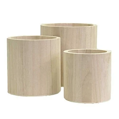 Afbeelding van Artemio 14001928 Ronde vazen om te versieren van hout, beige, 13 x cm