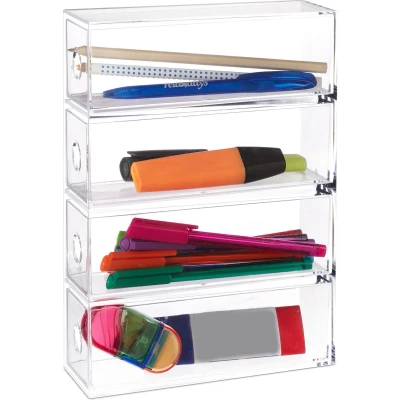 Afbeelding van Relaxdays make up organizer acryl 4 lades cosmetica transparant
