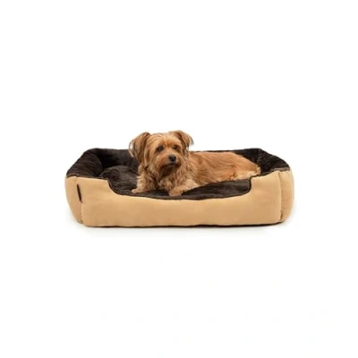 Afbeelding van lionto Hondenbed, hondenkussen, hondenmand, omkeerbaar kussen, maat L, 75 x 60 cm, bruin/beige