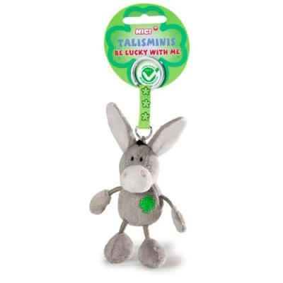 Afbeelding van Sleutelhanger ezel 7 cm Talisminis, grijs/groen