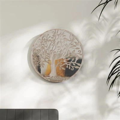 Afbeelding van vidaXL Spiegel rond 60x2,5 cm ijzer zandkleurig