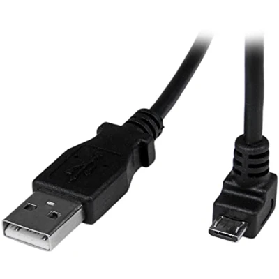 Image de StarTech.com câble USB 2.0 A vers Micro B coudé le bas de 2 m Cordon charge / synchronisation M/M Noir