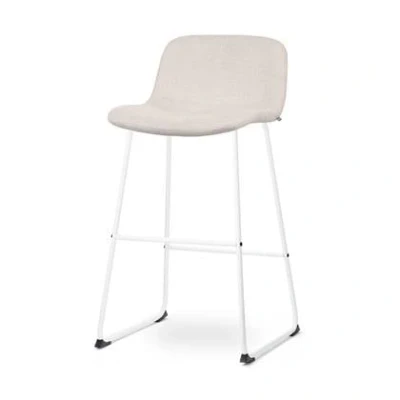 Afbeelding van Nolon Nino Mats Barkruk Beige Wit Onderstel Zithoogte 75 cm Stof Keuken