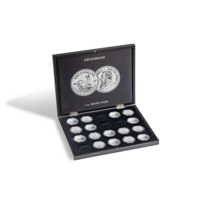 Afbeelding van Leuchtturm Leuchtturm, Presentatie cassette, Volterra Uno voor Munten Krügerrand, 1 oz Silver in capsules (20 st.) Zwart afm: 305x245x30 mm. per