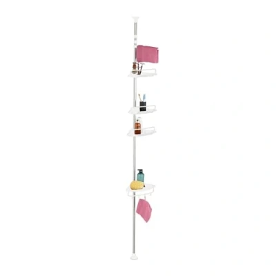 Afbeelding van doucherek telescopisch 99 311 cm zonder boren hoek rvs wit