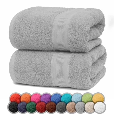 Afbeelding van NatureMark Set van 2 premium douchehanddoeken 70x140 cm in zilvergrijs