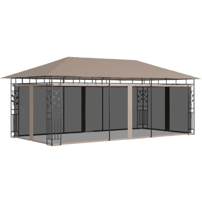 Afbeelding van Prieel met klamboe 180 g/m² 6x3x2,73 m taupe