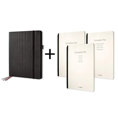 Afbeelding van Sigel Si Cf130 Conceptum Flex Business Organiser A4 Zwart/Kunstleer + 3 Schriften