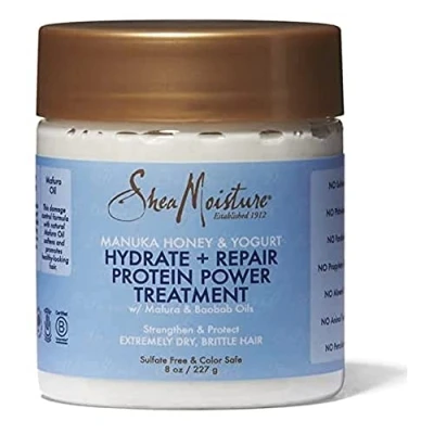 Afbeelding van Shea Moisture Vochtinbrengende en herstellende verzorging met Manuka honing yoghurt, macura baobab olie, ter versterking bescherming van extreem droog broos haar, 227 ml