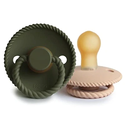 Afbeelding van FRIGG Rope Fopspeen Croissant / Olive 0 6 Mnd 2 Stuks