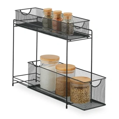 Afbeelding van keuken organizer schuifmanden metalen badkamer ladesysteem 40 x 15 46 cm zwart