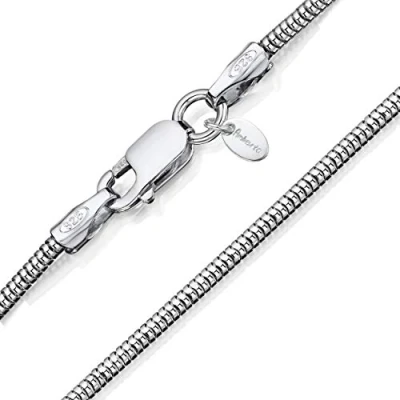 Afbeelding van Amberta Sieraden Echt 925 Sterling Zilver Keten Slang Halskettingen Collier voor Vrouwen en Man Unisex Lengte: 50cm