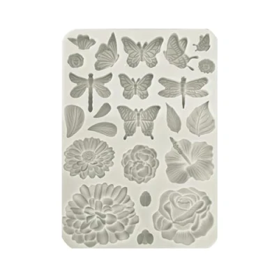 Afbeelding van Stamperia Create Happiness Secret Diary Silicon Mould A5 Butterflies and Flowers (KACMA509)