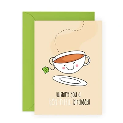 Afbeelding van Central 23 verjaardagskaarten voor haar, &quot;Tea Riffic Birthday&quot;, schattige levensmiddelenpun, hem en veganistische inkt, met grappige stickers, gemaakt in het Verenigd Koninkrijk