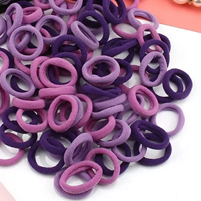 Afbeelding van 100 stuks mini haarelastiekjes voor baby&#039;s, kleurrijke paardenstaart stropdassen, meerkleurig, kinderen, kleine meisjes, paars
