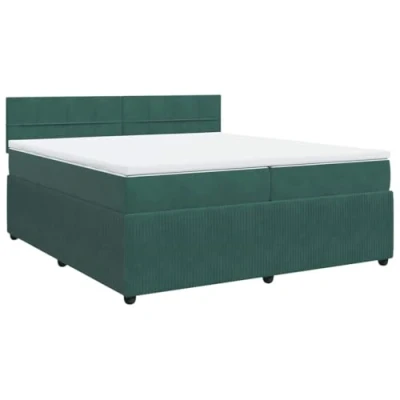 Image de vidaXL Sommier à lattes de lit et matelas Vert foncé 200x200cm Velours