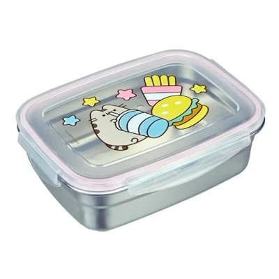 Image de Undercover boîte à lunch Pusheen avec joint en caoutchouc acier inoxydable capacité 550 ml sandwichs pour l&#039;école enfants