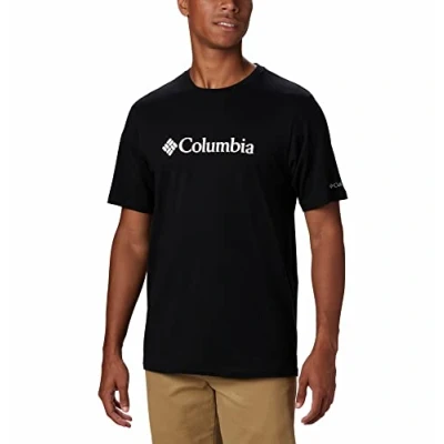 Afbeelding van Columbia CSC Basic Logo T shirt, grafische print, korte mouwen, voor heren, zwart.