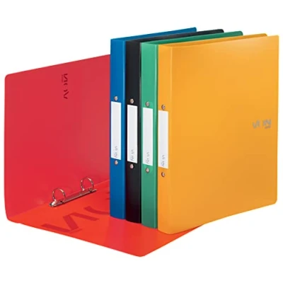 Afbeelding van VON Leitz 42471099 set van 5 ringmappen A4 polypropyleen met 2 ringen, rugbreedte 30 mm, voor 190 vellen, ringmechanisme, school, studie en thuis, meerkleurig,