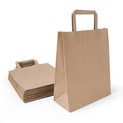 Afbeelding van Inoverse Lot de 50 sacs en papier avec anse, papier, 22 + 10 x 36 cm, cadeaux marron, kraft, grands à provisions