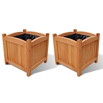 Afbeelding van Plantenbakken verhoogd 2 st 30x30x30 cm hout