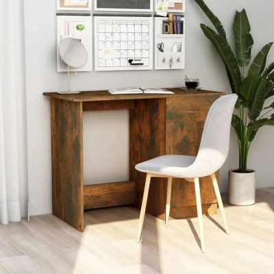 Afbeelding van Bureau 100x50x76 cm bewerkt hout gerookt eikenkleurig