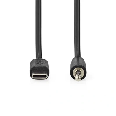 Afbeelding van Nedis USB C Adapter 2.0 Male 3,5 mm 1.00 m Rond Vernikkeld Zwart Label